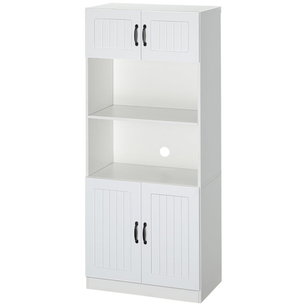 Rootz Köksskåp - Köksbufféskåp - Lantlig stil - 2 skåp - 2 hyllor - Spånskiva - Vit - 70 Cm X 40 Cm X 170 Cm