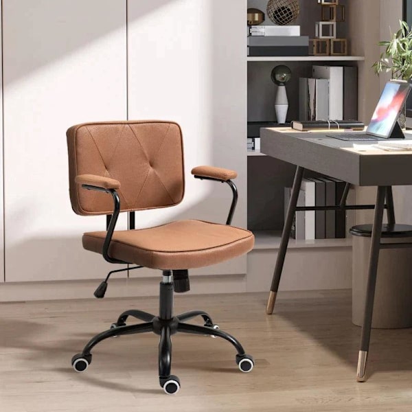 Rootz kontorsstol - Elegant kontorsstol - Skrivbordsstol - Höjdjusterbar - 360° Rotation Tiltbar - Brun - 61 x 58 x 82-91 cm