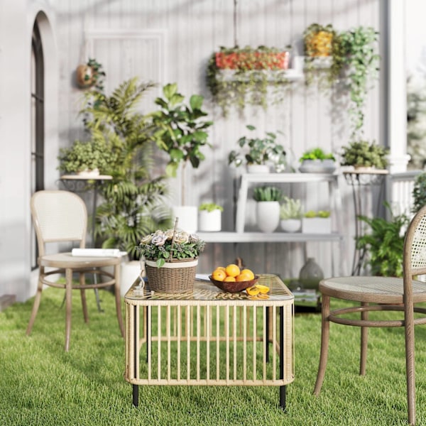 Rootz Poly Rattan -puutarhapöytä - Säänkestävä sivupöytä - Neljännespöytä - Kestävä muotoilu - 65 cm x 65cm x 43cm