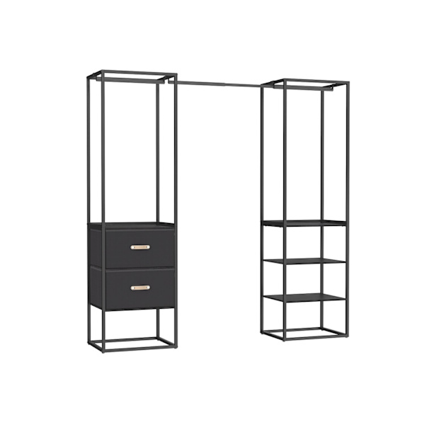 Rootz garderobeopbevaringsopbevaring - Skabearrangør - Stor kapacitet - Stål & MDF - 40 cm x (150-180 cm) x 180 cm