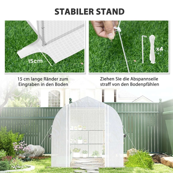 Rootz Polytunnel Greenhouse - Tunnel Greenhouse - Garden Canopy - UV Resistent Protection - 300cm x 200 cm x 200 cm