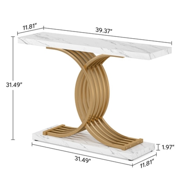 Rootz Luxurious Modern Console Bord - Gangbord - Entry Bord - Faux Marble Texture - Vandtæt og robust -100 cm L x 30 cm B x 80 cm H