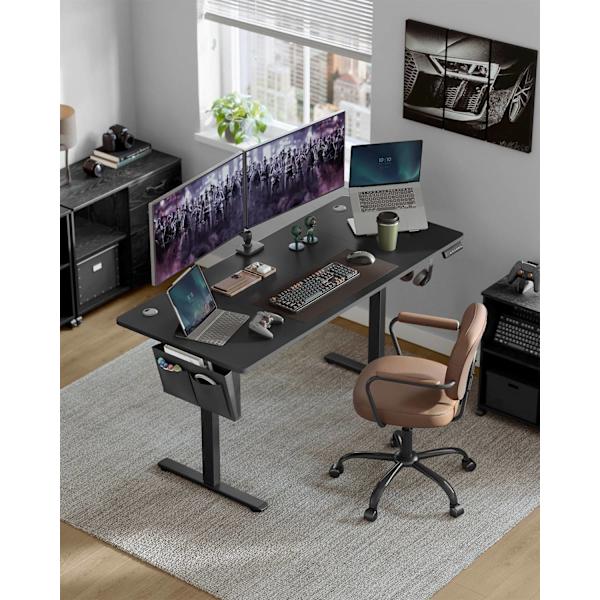 Rootz Elektriskt stående skrivbord - Sit Stand Skrivbord - Justerbart skrivbord - Spånskiva - Stål - Oxfordduk - 70cm x 160cm x 72-120cm