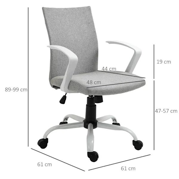 Rootz kontorsstol - Skrivbordsstol - Datorstol - 360° svängbara hjul - Grå - 61 x 61 x 89-99 cm