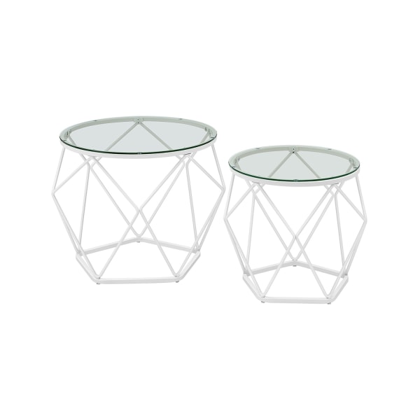 Rootz 2-delt sæt sideborde - endeborde - hærdet glasstålborde - Letvægts holdbart design - Moderne boligindretning - 50 cm x 40 cm x 40 cm & 40 cm x 3