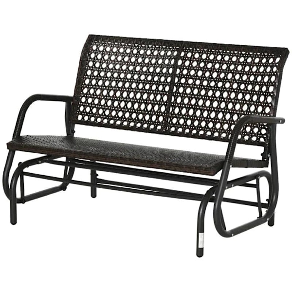 Rootz Gyngebænk i rattan - Dobbelt gyngestol - 2-i-1 Design gyngebænk - Gyngebænk i rattan - Med ekstra bredt sæde - Brun - 70L x 120W x 84H cm
