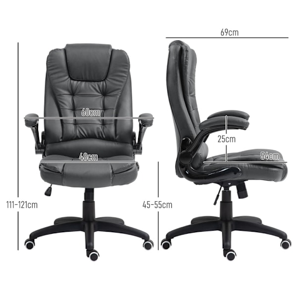 Rootz Executive Chair - Datorstol - Kontorsstol - Imiterat läder - Justerbar höjd - 60cm x 69cm x 111-121cm