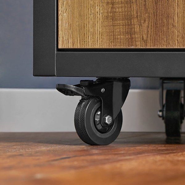 Rootz Kitchen Trolley Cart - Förvaringsvagn - Kitchen Island - MDF och metall - Handduks- och flaskställ - 89cm x 87cm x 40cm