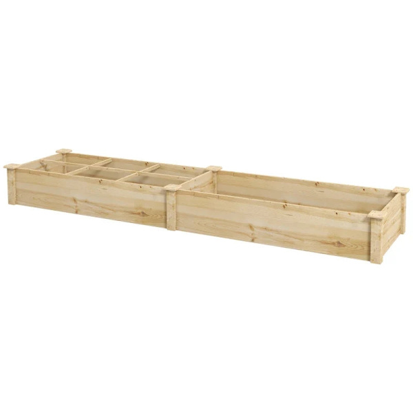Rootzin korotettu sänky - istutuslaatikko - 2 osaa - Pohja avoin - Puurunko - Kuusi - Helppo koota - Luonnollinen - 237 x 60 x 25 cm