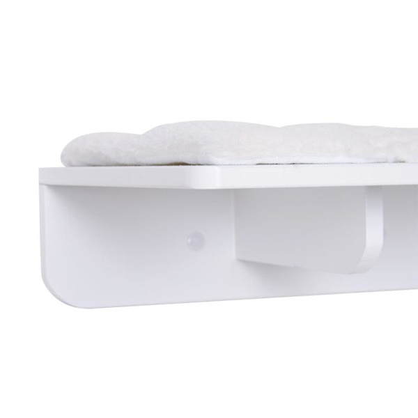 Rootz Skrapstolpe - Kattstol - Katthylla - Plyschdyna - Liggstol med skrapa - Vit - 55 x 30 x 50 cm
