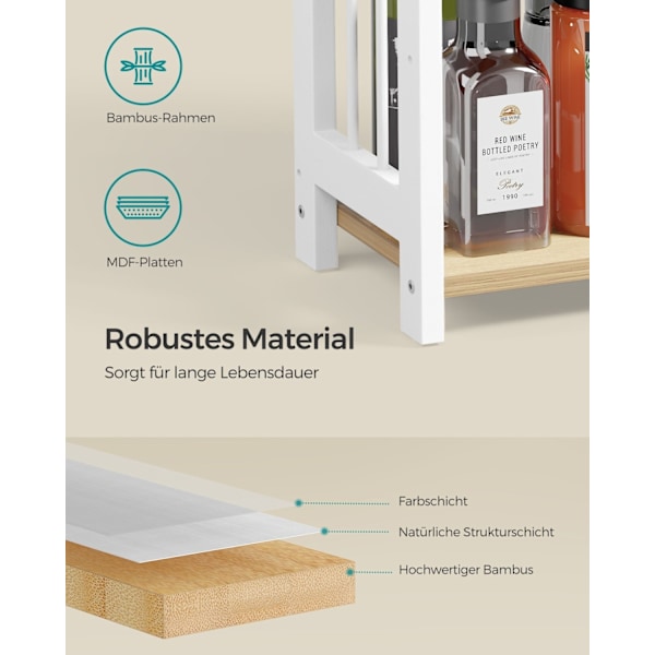 Rootz Spice Rack Järjestäjä - Keittiön järjestäjä - Säilytys bambusta - MDF-rakenne - 18cm x 41cm x 53cm