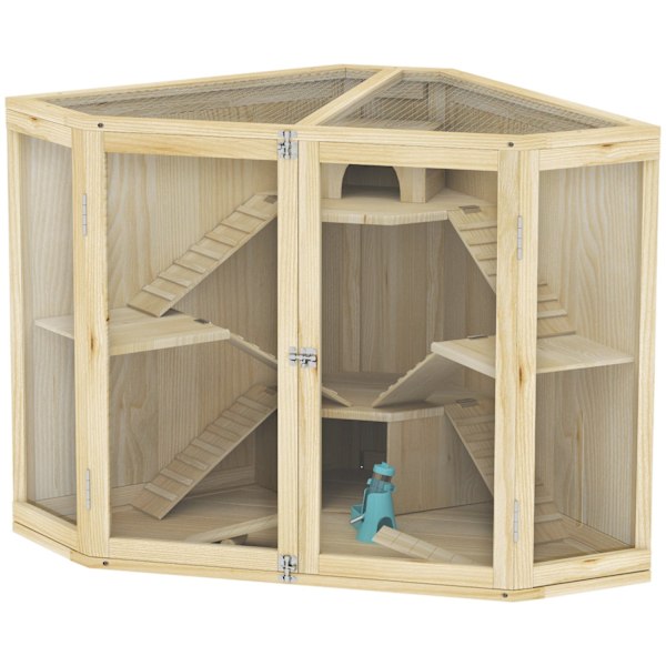 Rootz 4 Tier Hamster Cage - Small Animal House - trä livsmiljö - rymlig design - 115 x 69,5 x 79 cm
