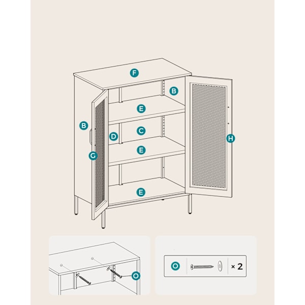 Rootz Opbevaringsskab - Organiseringsskab - Skab - Justerbare hylder - 120cm x 40cm x 80cm