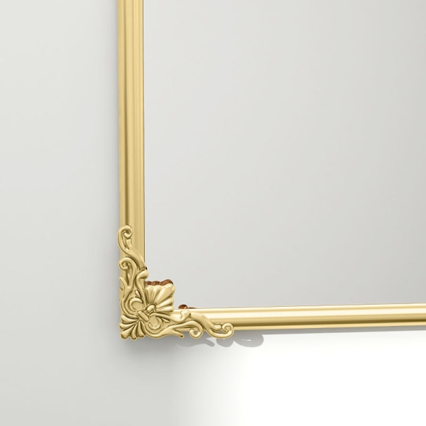 Rootz väggspegel - Dekorativ spegel i barockstil - Guldram - Blommiga accenter - splittrat glas - 60 cm x 3 cm x 87 cm
