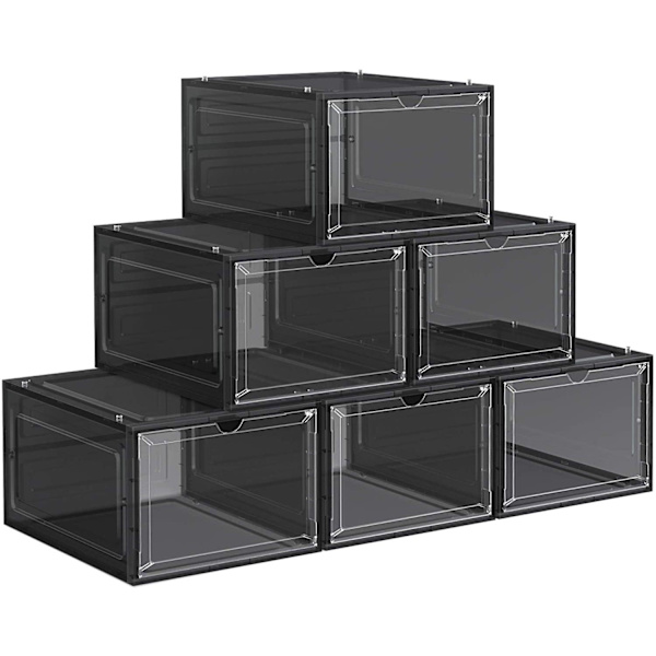 Rootz sæt med 6 skoæsker - Skoopbevaring - Skoopbevaring - Plast - Gennemsigtig - Stabelbar - 27 x 34,5 x 19 cm - Sko op til størrelse 45