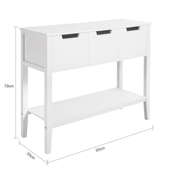 Rootz Modern Console Bord FSB51-W - Skänk - Hallbord - Slitstark MDF-konstruktion - Rymlig förvaring - Reptålig - 93cm x 79cm x 33cm