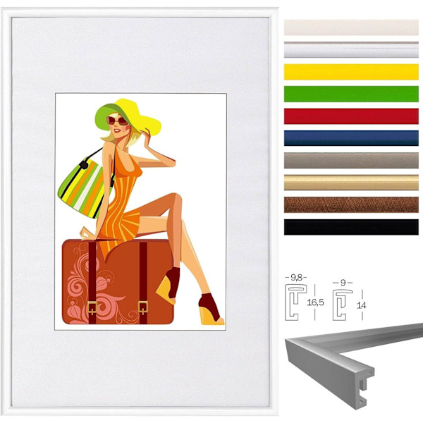 Rootz billedrammesæt - Fotorammer - Displayrammer - Holdbart design - Alsidig skærm - Stilfuld indretning - Størrelser 10x15cm til 50x70cm