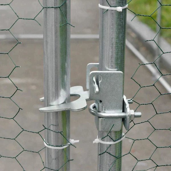 Rootz Chicken Coop - Husdjursbur - Utomhusfjäderfähus - Hönsbur - Ankhus - Kaninhus - Med skärm taklås - Silver - 280L x 570W x 197H cm