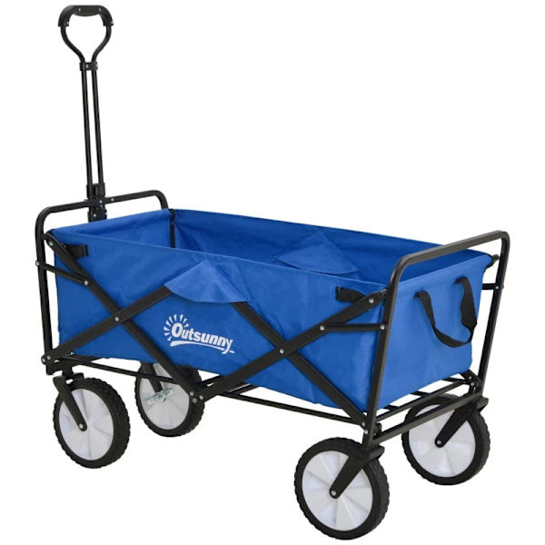 Rootz Håndvogn - Sammenfoldelig Håndvogn - 360° Havevogn - Transportvogn - Strandvogn - Stålramme - Oxford - Mørkeblå - 93 x 49 x 75-100 cm