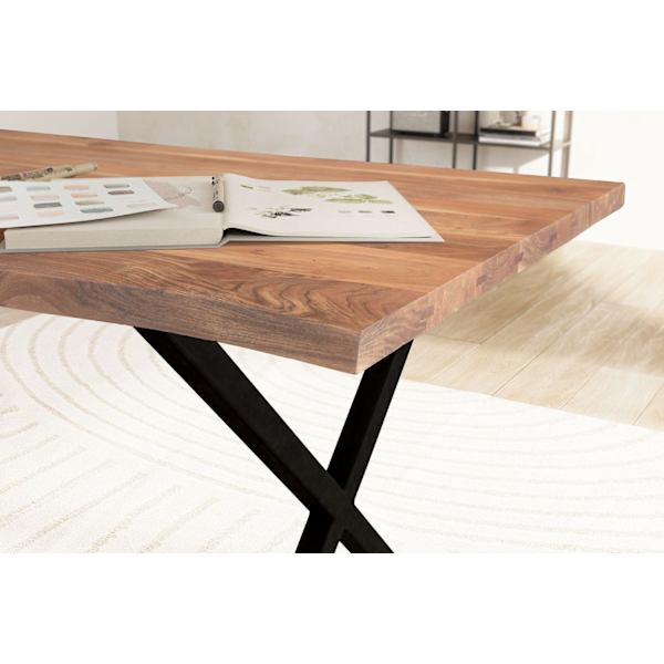 Rootz massivt kontorsbord - Modernt skrivbord - Träkorn - Handgjorda - Metallben - 140cm x 80cm x 76cm