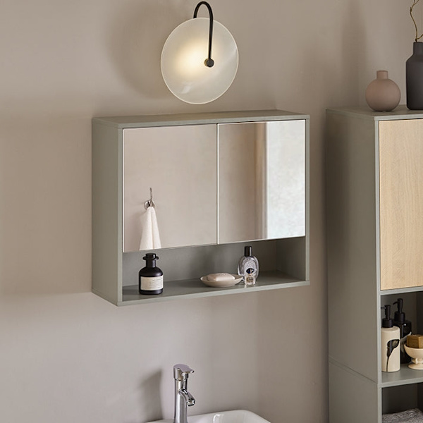 Rootz-kylpyhuoneen peilikaappi - Seinäkaappi - Säilytysjärjestelmä - Tilaa säästävä 2-in-1-design - Säädettävät hyllyt - Helppo koota - 60 cm x 49,5 c