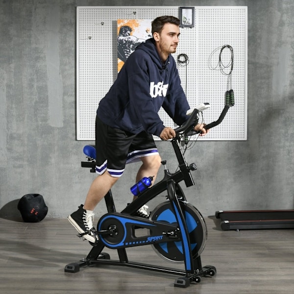 Rootz motionscykel - Inomhuscykel - Tyst bältesdrift - Justerbart motstånd - LCD-skärm - Blå - 118cm x 50cm x 105-115cm