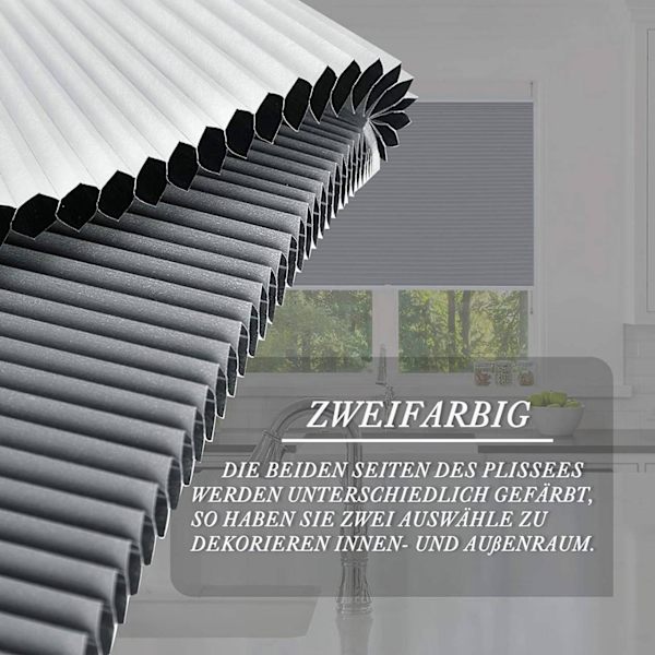 Rootz dubbla plisserade bikakegardiner - Sekretessrullgardiner - Lätt filtrerande skärmar - Energieffektiv - Säker och enkel installation - 45-120 cm