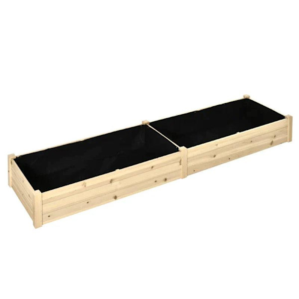 Rootzin korotettu sänky - 2 istutusaluetta - Fleecestä valmistettu sisävuori - Säänkestävä - Massiivipuu - 244 cm x 61,5 cm x 27 cm
