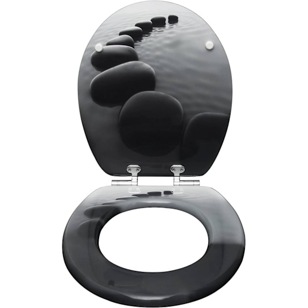 Rootz Soft-Close Toalettsits - Antibakteriell träsits - Vattenavvisande överdrag - Universal O-formad - Halkfri buffert - 37,8 cm x 43,8 cm x 3,2 cm
