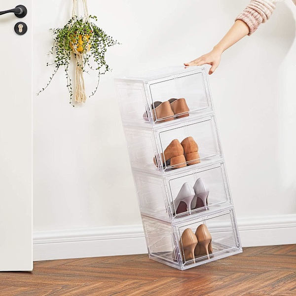 Rootz sæt med 6 skoæsker - Skoopbevaring - Skoopbevaring - Plast - Gennemsigtig - Stabelbar - 27 x 34,5 x 19 cm - Sko op til størrelse 45