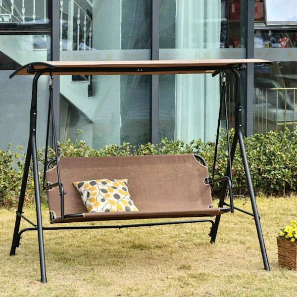Rootz 2-sits Hängmatta - Utomhussolstol - Hollywood Switch - UV-beständig - Metallrör av hög kvalitet - Vinkeljusterbar - Brun - 172 x 110 x 155 cm