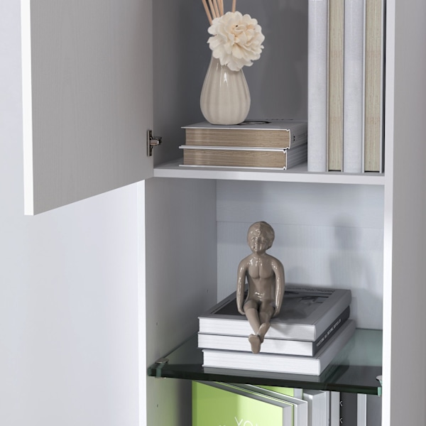 Rootz Bookcase lagringshylla - Justerbara enheter - Hylla arrangörer - Modern estetik - 40 x 38 x 160 cm vit