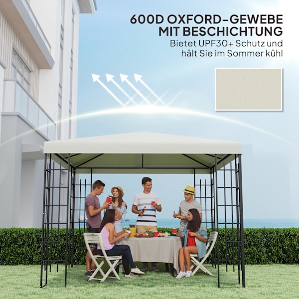 Rootz 3 x 3m ersättande gazebebo tak - trädgårdsskydd - paviljongskugga - upf30+ skydd - 298 cm x 298 cm - vit