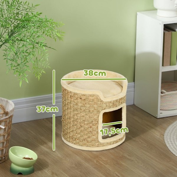 Rootz Cat Tower Barrel - Raaputustolppa - Raapimispuu - Lastulevy - Sisalköysi - 38cm x 37cm - Khaki+beige