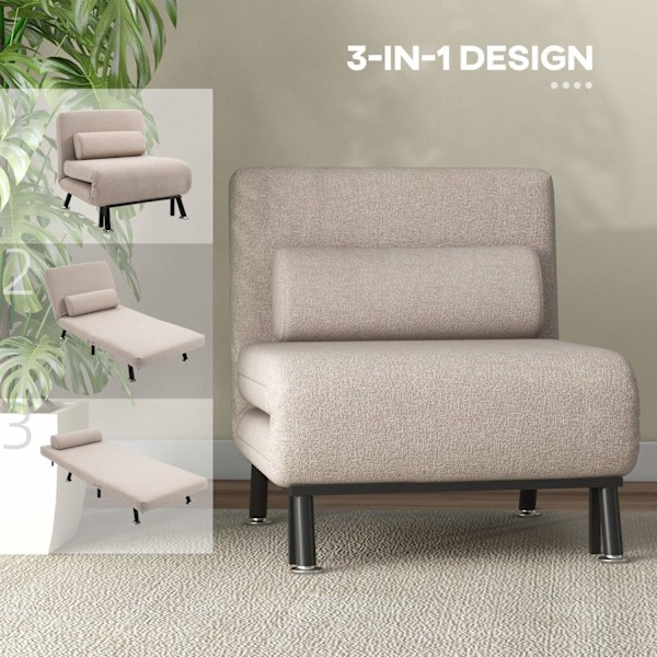 Rootz folding relaxation stol - fåtölj säng - bäddsoffa - justerbart ryggstöd - 75 cm x 70 cm x 75 cm - brun
