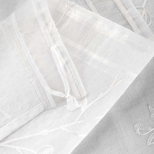 Rootz broderede gennemsigtige blomstergardiner - Vinduesgardiner - Dekorative paneler - Gennemskinnelige voile-ophæng - Elegant boligindretning - Hvid