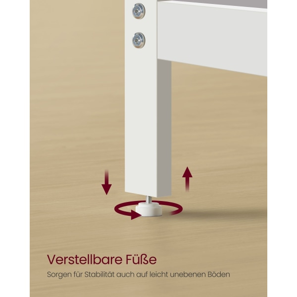 Rootz Maple White Desk - Skrivebord - Studiebord - Spånplade og stålkonstruktion - Rummelig arbejdsflade - Nem montering - 60cm x 120cm x 76cm