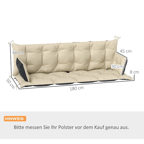 Rootz Outdoor Pillow Set-Garden Pushion-Swing Seat Pad-Splash-Repellent Comfort-180 cm x 110 cm x 8 cm-Brun og sort