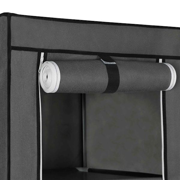 Rootz Grey Fleece Stof Foldeskab - Opbevaringsorganisering - Bærbar garderobe - Stålrørskonstruktion - Letvægts - Nem montering - 150 cm x 175 cm x 45