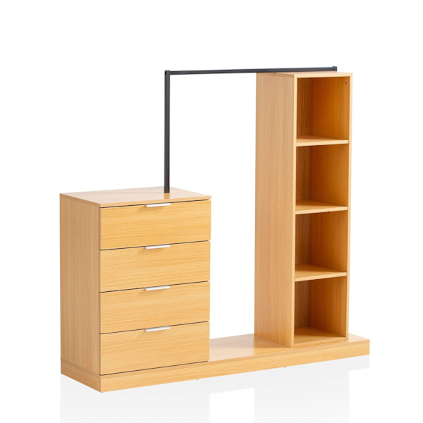 Rootz 3-delt garderobesæt - Organisering af tøj - Skabssystem - Eg dekoration - Justerbare hylder - 145 cm x 136 cm x 40 cm