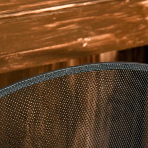 Rootz Pejseskærm - Pejsebeskyttelse - Gittergnistbeskyttelse - Foldet tredelt design - Metal - Sort - 128 x 2 x 76,5 cm