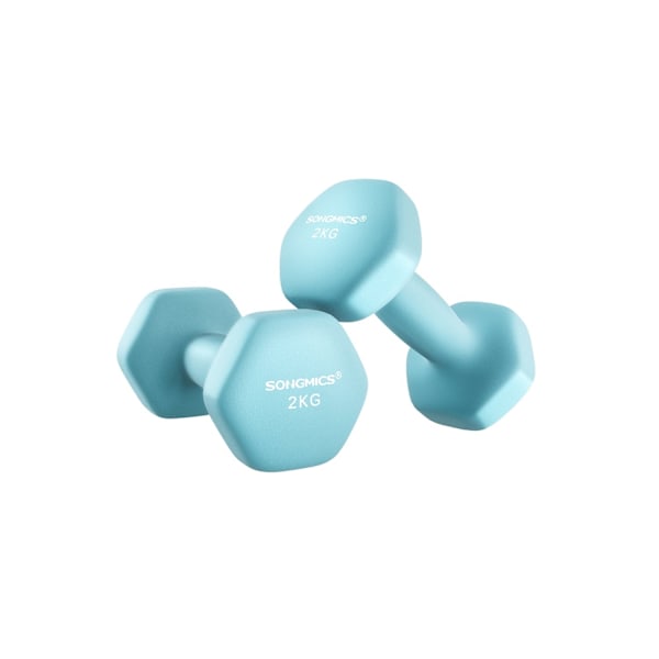 Rootz Turquoise 2-osainen käsipainosetti - Vaaleansiniset painot - Neopreenipinnoite - Valurauta - 16cm x 8cm - 10cm kahva