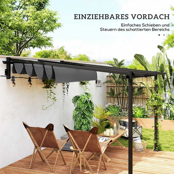 Rootz 3x3m Gazebo Pergola - Windproect Patio Canopy - Justerbart tak - UV -skydd - 297 cm x 297 cm x 200/230 cm - Grå
