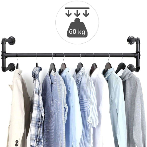 Rootz industrielle tøjstang på væggen - Tøjstativ - Garderobe - Tøjstænger - 110 x 30 x 29,3 CM