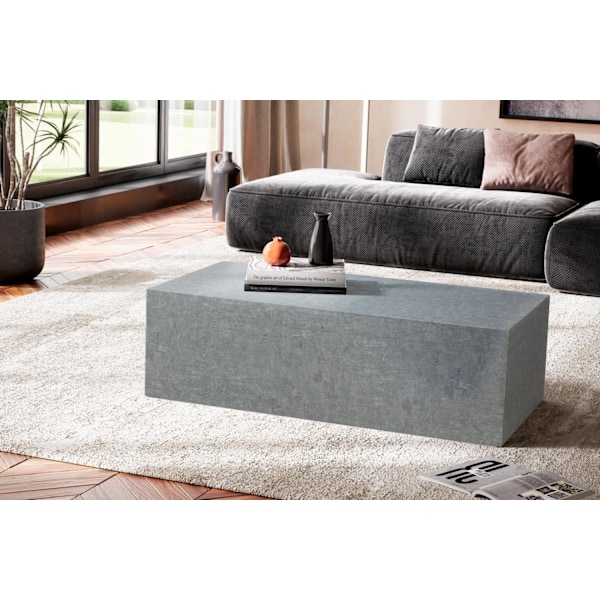 Rootz Minimalistiskt soffbord - Rektangulär design - Betongutseende - 100 cm x 50 cm x 30 cm - Folierad MDF - Reptålig melaminbeläggning