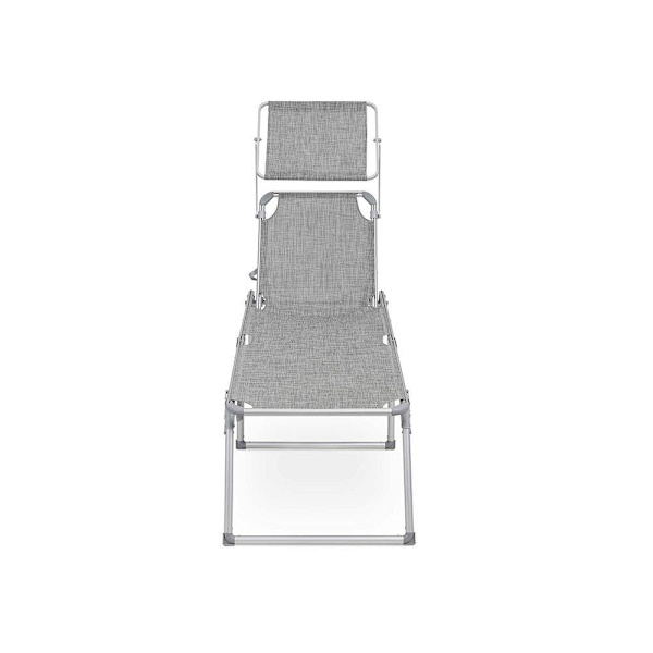 Rootz liggestol - Udendørs liggestol - Terrassesolstol - Havesolseng - Solseng - Strandsolstol - Transportabel liggestol - Grå - 65 x 200 x 48 cm (L x