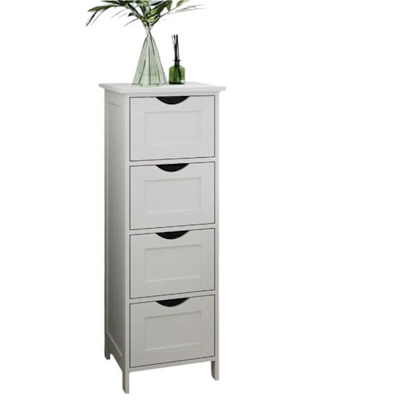 Rootz Side Cabinet 4 Skuffe Unit - Badeværelsesopbevaring - Arrangør - Funktionel design - 30 cm x 82 cm x 30 cm