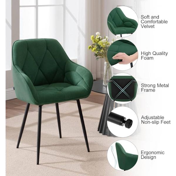 Rootz Velvet Dining Chair - Elegant stol - Bekväm sittplats - Lyxig känsla - Robust konstruktion - Ergonomisk design - 56cm x 83,5cm x 53cm