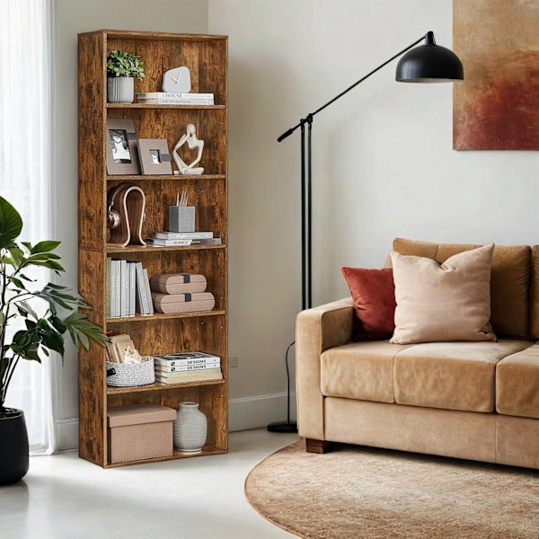 Rootz 6 -trins boghylde - Standregal - Display -hylde - Skandinavisk stil - Rumbesparende - 24 cm x 60 cm x 178,5 cm