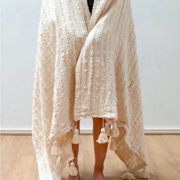 Rootz Boho Filt Bomullsfilt Överkast Sängöverkast Sofffilt 110x200 cm TENUN Handvävd från Cotton